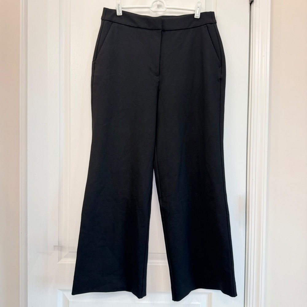 Quince Women's Ultra Stretch Ponte Trouser black sz 12 wide leg office workwear - Picture 3 of 10